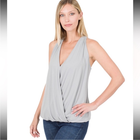Zenana Crepe Twist Front Tank Top - Picture 1 of 3